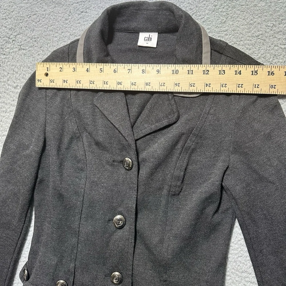 CAbi Tipped Blazer Womens XS Gray Ponte‎ Knit Style 3030 Stretch Academia Jacket